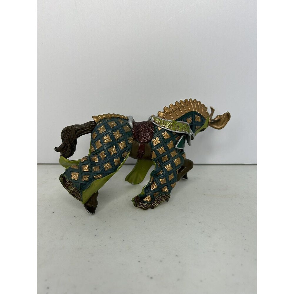Papo Medieval Knights Horse Green & Gold Ram Crest Fantasy Figure 2007 - Picture 3 of 5